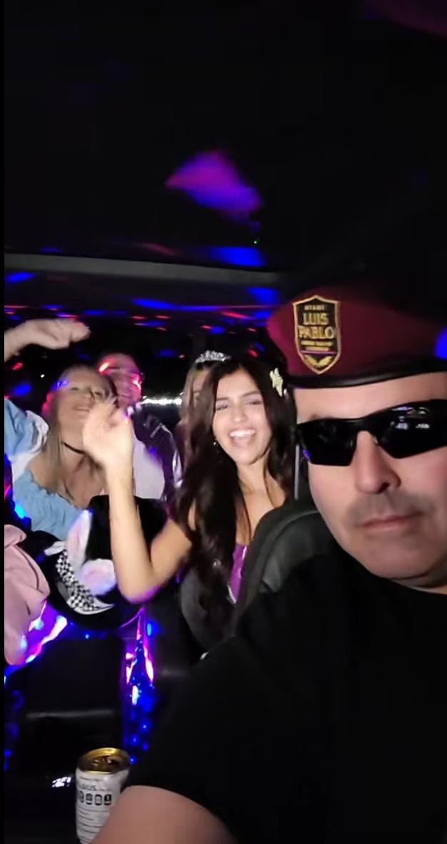 Party ride with guests and lights